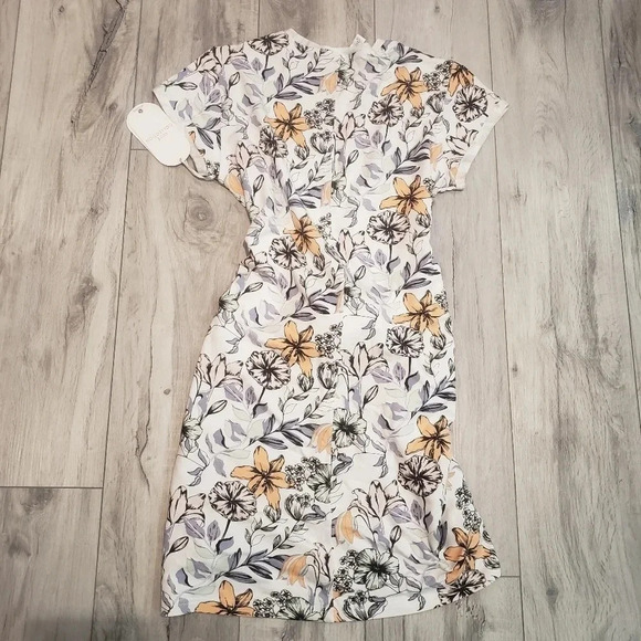 NWT Diadora Luxe Collection Tie T-Shirt Dress White Floral  Medium - Picture 3 of 6